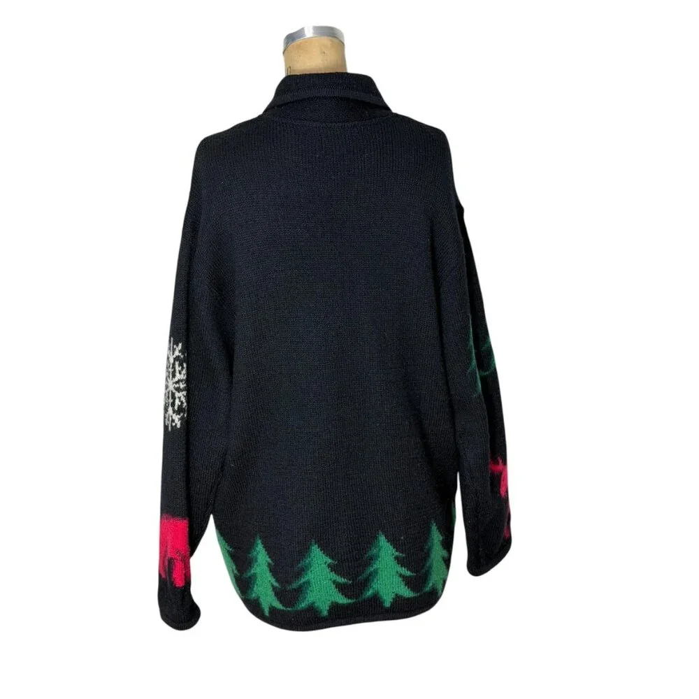 1990s boiled wool cardigan sweater coat by Marisa Christina Size L/XL - Picture 3 of 11